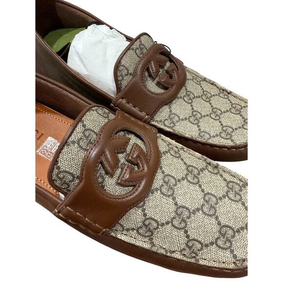 Gucci Mens Interlocking G Monogram Leather Driver Loafer 730148 - Picture 6 of 9